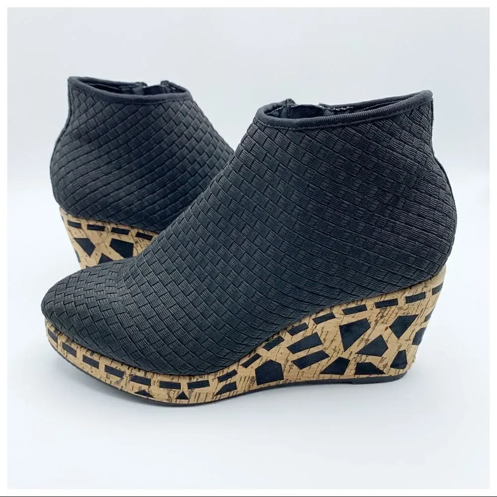 Zee Alexis‎ Engie Woven Wedge Platform Bootie Cork.